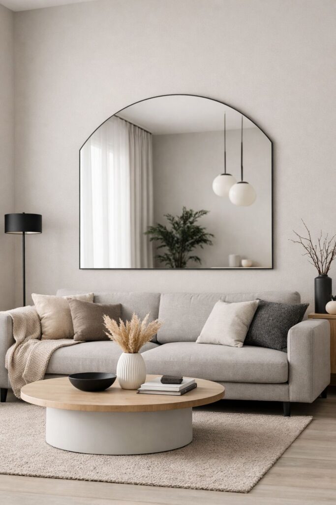 Minimalist bir salon dekorasyonu için ayna tasarımı AYNAZADE